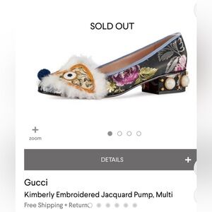 GUCCI MULTICOLOR JACQUARD FABRIC PEARL EMBELLISHED SHOES